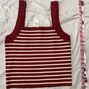 ✨ NWT Aerie Striped Crochet Knit Tank Top - L ✨